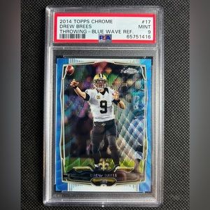 2014 Topps Chrome #17 Drew Brees Blue Wave Refractor Throwing PSA 9 MINT POP 10